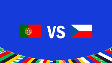 Portekiz ve Çek Eşleşmesi Bayrak Tasarımı Avrupa Ulusları 2024 Avrupa Takım Ülkeleri Avrupa Almanya Futbol Sembol Logo Vektör İllüstrasyonu