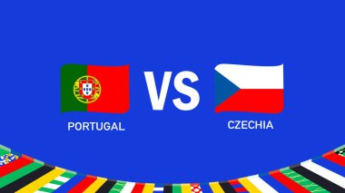 Portugal And Czechia Match Design Emblem Ribbon European Nations 2024 Teams Countries European Germany Football Symbol Logo Vector Illustration