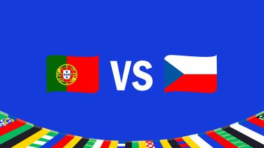 Portekiz ve Çek Eşleşmesi Amblem Tasarımı Avrupa Ulusları 2024 Avrupa Takım Ülkeleri Avrupa Almanya Futbol Sembol Logo Vektör İllüstrasyonu