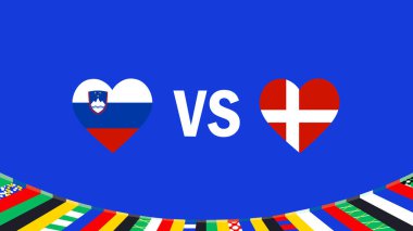 Slovenya ve Danimarka Kalp Tasarımı 2024 Avrupa Uluslarını Analiz Etti Avrupa Ülkeleri Avrupa Futbol Şampiyonası Sembol Logo Vektörü İllüstrasyonu