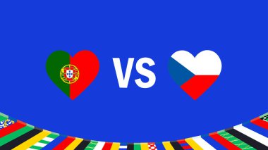 Portekiz ve Çek Maçı Maçı Amblem Kalp Avrupa Ulusları 2024 Avrupa Takım Ülkeleri Avrupa Almanya Futbol Sembol Logo Vektör İlülasyonu