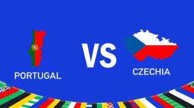 Portekiz ve Çek Eşleşmesi Bayrak Tasarımı Avrupa Ulusları 2024 Avrupa Takım Ülkeleri Avrupa Almanya Futbol Sembol Logo Vektör İlülasyonu