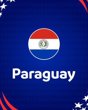 Paraguay Bayrağı Amerikan Futbolu ABD 2024 Soyut Tasarım Logosu Amerikan Futbolu final illüstrasyonu