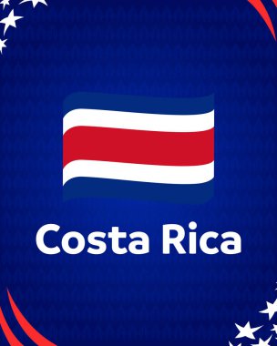 Kosta Rika Bayrak Kurdelesi Amerikan Futbolu ABD 2024 Soyut Tasarım Logosu Amerikan Futbolu final illüstrasyonu