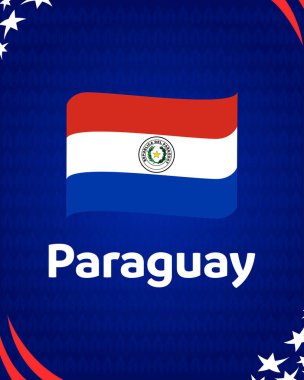 Paraguay Bayrak Kurdelesi Amerikan Futbolu ABD 2024 Soyut Tasarım Logosu Amerikan Futbolu final illüstrasyonu