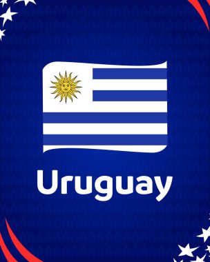 Uruguay Bayrak Kurdelesi Amerikan Futbolu ABD 2024 Soyut Tasarım Logosu Amerikan Futbolu final illüstrasyonu