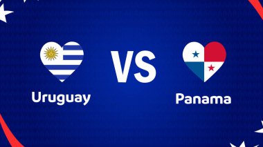 Uruguay ve Panama Bayrak Yürekli Amerikan Futbolu ABD 2024 Soyut Tasarım Logosu Amerikan Futbolu final illüstrasyonu