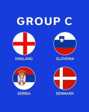 C Grubu Avrupa Ulusları 2024 Takım Ülkeleri Avrupa Futbol Sembol Logosu Tasarım Vektörü İllüstrasyonu