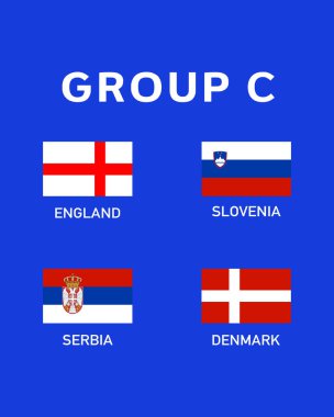 C Grubu Avrupa Ulusları 2024 Avrupa Takım Ülkeleri Avrupa Futbol Sembol Logosu Tasarım Vektörü İllüstrasyonu