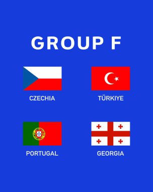 F Grubu Avrupa Ulusları 2024 Avrupa Takım Ülkeleri Avrupa Futbol Sembol Logosu Tasarım Vektörü İllüstrasyonu