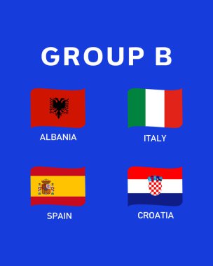 Grup B Amblem Avrupa Ulusları 2024 Avrupa Takım Ülkeleri Avrupa Futbol Sembol Logosu Tasarım Vektörü İllüstrasyonu