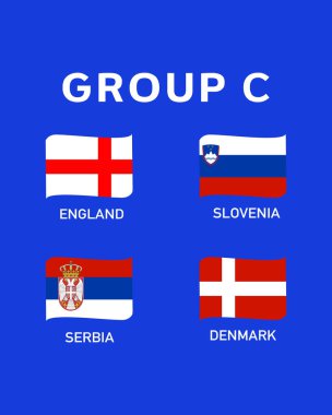 C Grubu, Avrupa Ulusları Kurdelesi 2024 Avrupa Takım Ülkeleri Avrupa Futbol Sembol Logosu Tasarım Vektörü İllüstrasyonu