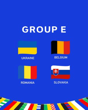 Grup E Amblem Avrupa Ulusları 2024 Avrupa Takım Ülkeleri Avrupa Futbol Sembol Logosu Tasarım Vektörü İllüstrasyonu