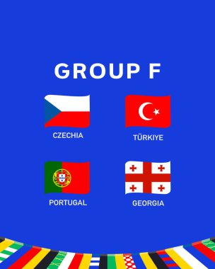 F Grubu, Avrupa Ulusları Kurdelesi 2024 Avrupa Ülkeleri Takım Almanya Futbol Sembol Logosu Tasarım Vektörü İllüstrasyonu