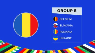 Romanya Bayrak Amblemi Grubu E Avrupa Ulusları 2024 Avrupa Takım Ülkeleri Avrupa Futbol Sembol Logosu Tasarım Vektörü İllüstrasyonu