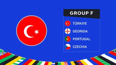 Türkiye Bayrak Amblemi Grubu F Avrupa Milletleri 2024 Avrupa Ülkeleri Takım Almanya Futbol Sembol Logosu Tasarım Vektörü İllüstrasyonu