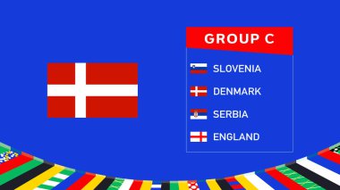 Danimarka Bayrak Grubu C Avrupa Ulusları 2024 Avrupa Ülkeleri Avrupa Futbol Sembolü Logo Tasarım Vektörü İllüstrasyonu