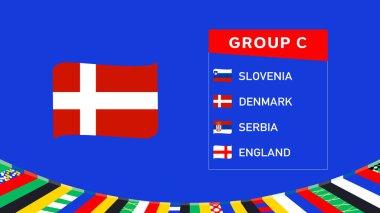 Danimarka Bayrak Kurdelesi Grubu C Avrupa Ulusları 2024 Avrupa Takım Ülkeleri Avrupa Futbol Sembol Logosu Tasarım Vektörü İllüstrasyonu