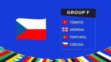 Çek Bayrak Kurdelesi Grubu F Avrupa Ulusları 2024 Avrupa Ülkeleri Avrupa Futbol Sembolü Logo Tasarım Vektörü İllüstrasyonu