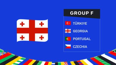 Gürcistan Bayrak Kurdelesi Grubu F Avrupa Ulusları 2024 Avrupa Takım Ülkeleri Avrupa Futbol Sembol Logosu Tasarım Vektörü İllüstrasyonu