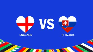 İngiltere ve Slovakya, Amblem Kalp Tasarımı Avrupa Ulusları 2024 Takım Ülkeleri Avrupa Almanya Futbol Sembolü Logo Vektör İlülasyonu ile eşleşiyor