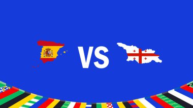 İspanya ve Gürcistan Amblem Haritası 2024 Avrupa Uluslarını Eşleştirdi Avrupa Ülkeleri Avrupa Futbol Sembolü Logo Vektör İlülasyonu