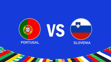 Portekiz ve Slovenya Bayrak Tasarımı Avrupa Ulusları 2024 Takım Ülkeleri Avrupa Almanya Futbol Sembolü Logo Vektör İllüstrasyonuyla Eşleşiyor