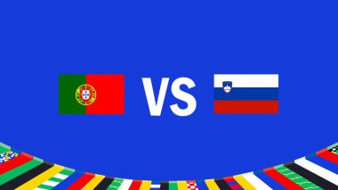 Portekiz ve Slovenya Amblem Tasarımı Avrupa Ulusları 2024 Takım Ülkeleri Avrupa Almanya Futbol Sembolü Logo Vektörü İllüstrasyonuyla Eşleşiyor
