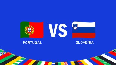 Portekiz ve Slovenya Bayrak Kurdelesi Tasarımı Avrupa Ulusları 2024 Avrupa Ülkeleri Takım Ülkeleri Avrupa Almanya Futbol Sembol Logosu Vektör İllüstrasyonuyla Eşleşiyor
