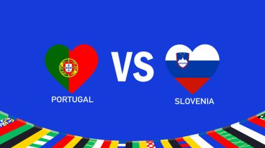 Portekiz ve Slovenya Bayrak Kalp Tasarımı Avrupa Ulusları 2024 Takım Ülkeleri Avrupa Almanya Futbol Sembolü Logo Vektörü İllüstrasyonuyla Eşleşiyor