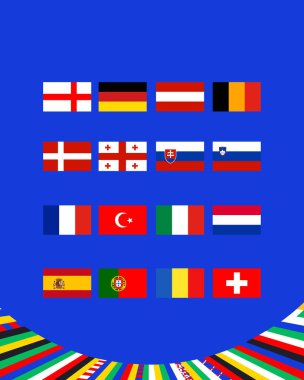 Avrupa Ulusları 2024 Round 16 Bayrak Tasarım Ekibi Avrupa Almanya Futbol Sembolü Logo Vektör İlülasyonu
