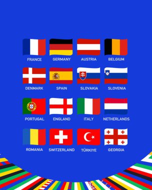 Avrupa Milletleri 2024 Tur 16 Amblem Tasarım Ekibi Avrupa Almanya Futbol Sembol Logo Vektör İlülasyonu