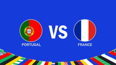 Portekiz ve Fransa Bayrak Tasarımı Avrupa Ulusları 2024 Takım Ülkeleri Avrupa Almanya Futbol Sembolü Logo Vektör İllüstrasyonuyla Eşleşiyor