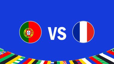 Portekiz ve Fransa Bayrak Tasarımı Avrupa Ulusları 2024 Takım Ülkeleri Avrupa Almanya Futbol Sembolü Logo Vektörü İllüstrasyonuyla Eşleşiyor