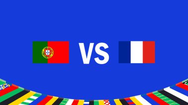 Portekiz ve Fransa Amblem Tasarımı Avrupa Ulusları 2024 Takım Ülkeleri Avrupa Almanya Futbol Sembolü Logo Vektörü İllüstrasyonuyla Eşleşiyor