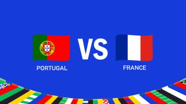 Portekiz ve Fransa, Avrupa Ulusları Bayrak Kurdelesi Tasarımı 2024 Avrupa Takım Ülkeleri Avrupa Almanya Futbol Sembolü Logo Vektör İlülasyonu ile eşleşiyor