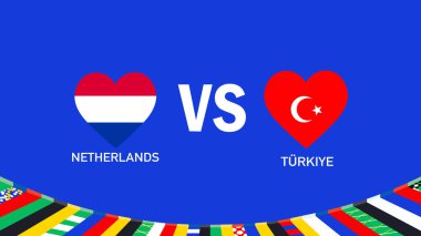 Hollanda ve Türkiye Kalp Damgası 2024 Avrupa Uluslarını Eşleştirdi Avrupa Ülkeleri Takım Ülkeleri Avrupa Almanya Futbol Sembolü Logo Vektör İlülasyonu