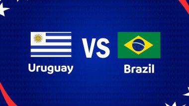 Uruguay ve Brezilya Amblem Amerikan Bayrağı ile eşleşiyor ABD 2024 Soyut Tasarım Logosu Amerikan Futbolu final illüstrasyonu