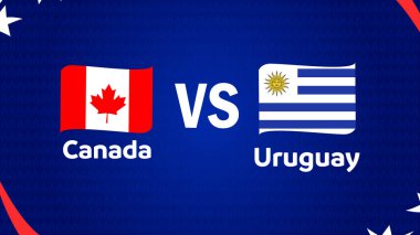 Kanada ve Uruguay Bayrak Kurdelesi Tasarımı Soyut Amerikan Futbolu ABD 2024 Soyut Logo Sembol Vektör Çizimi