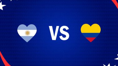 Arjantin ve Kolombiya Amblem Kalp Uyumlu Amerikan Futbolu ABD 2024 Soyut Logo Sembol Vektör İllüstrasyonuComment