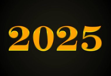 2025 Happy New Year Gold Typography Design Abstract Vector Illustration With Black Background