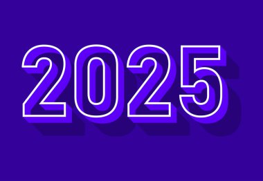 2025 Happy New Year Realistic Decoration Purple Design Abstract Vector Illustration