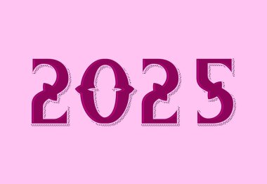 Happy New Year 2025 Design Abstract Purple Elegant Vector Illustration