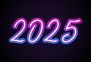 Happy New Year 2025 Design Abstract Gradient Neon Vector Illustration