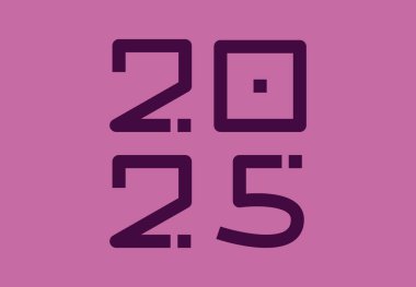 Happy New Year 2025 Abstract Design Purple Logo Symbol Vector Illustration