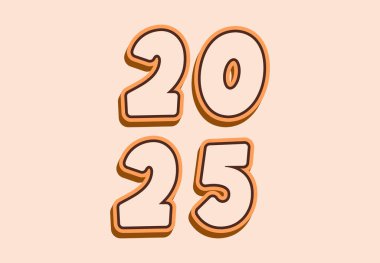 2025 Mutlu Yıllar 3D Gerçekçi Dekorasyon Tasarımı Soyut Vektör İllüstrasyonu