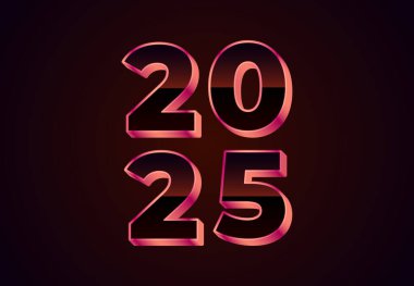 Mutlu yıllar 2025 Kırmızı Gerçekçi Dekorasyon Zarif Tasarım Soyut Vektör İllüstrasyonu