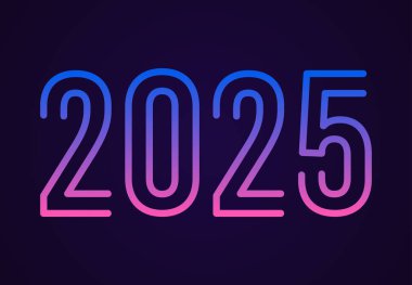 2025 Mutlu Yıllar Tasarımı Mavi Gradyan Soyut Vektör İllüstrasyonu