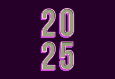 Mutlu yıllar 2025 Mor Gerçekçi Dekorasyon Tasarımı Soyut Logo Sembol Vektör İllüstrasyonu