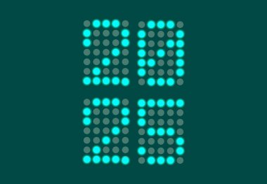 2025 Mutlu Yeni Yıl Tasarımı Pixel Cyan Zarif Soyut Logo Sembol Vektör İllüstrasyonu